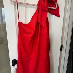 ANTONIO MELANI One-Shoulder Red Dress with Shoulder Bow